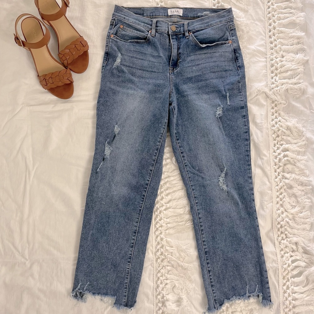 Nicole Miller New York Denim Jeans Size 8 SOHO High Rise Straight Crop